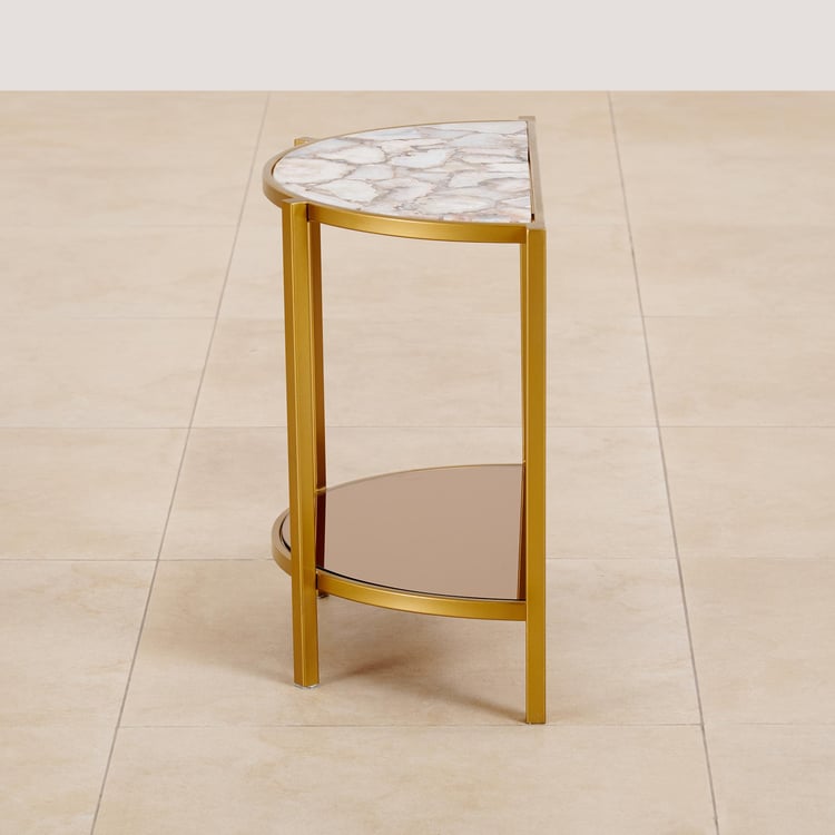 Chester Agate Top End Table - Gold