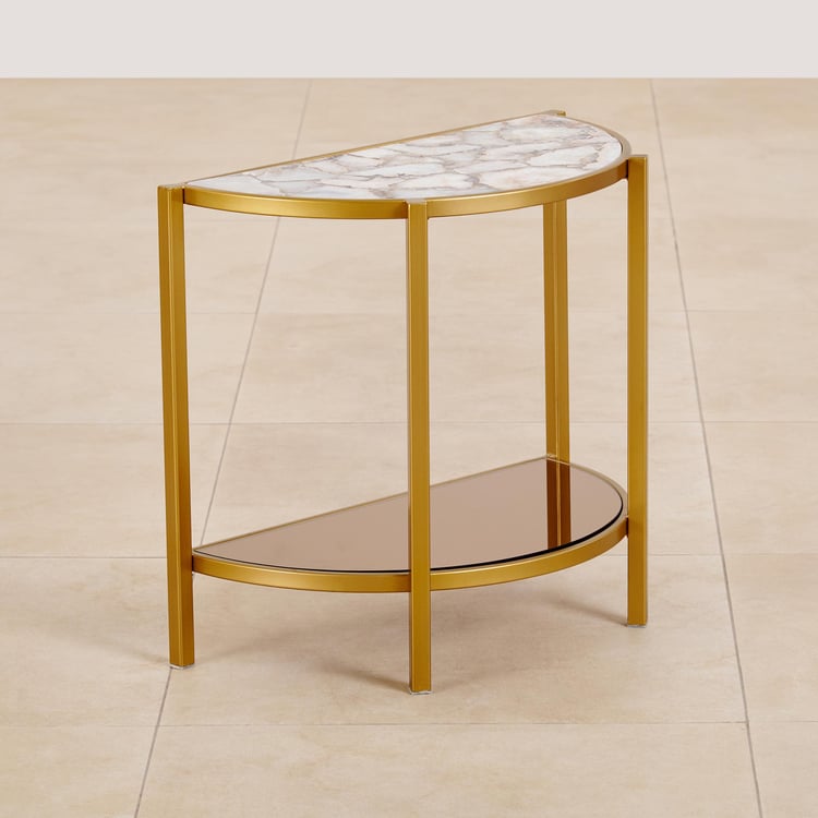 Chester Agate Top End Table - Gold