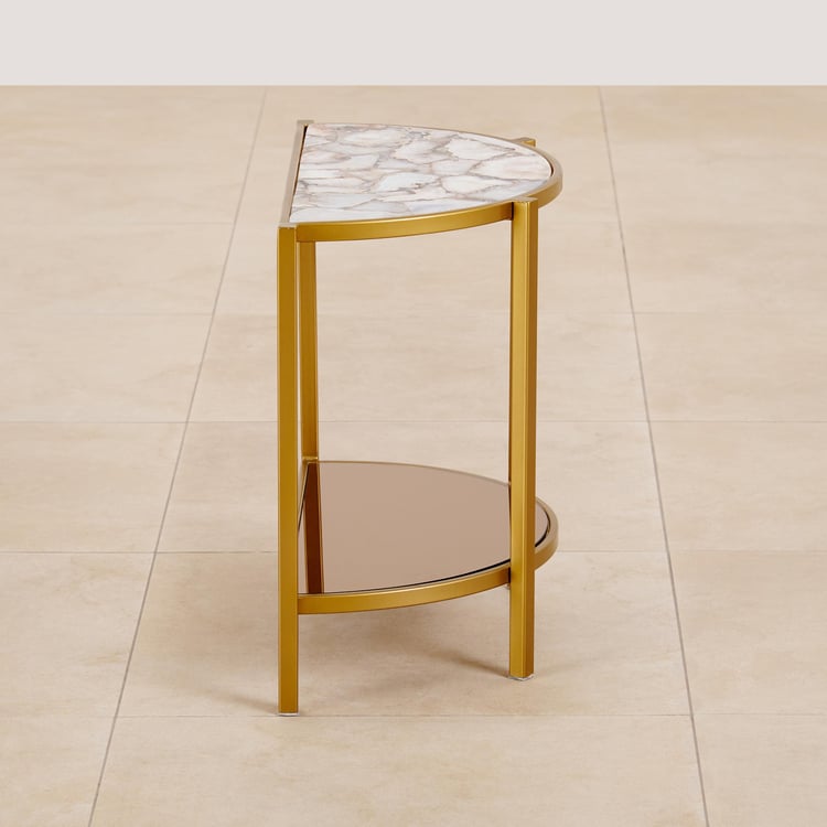 Chester Agate Top End Table - Gold