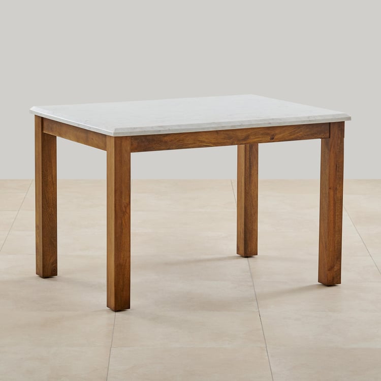 Adana Marble Top 4-Seater Dining Table - White