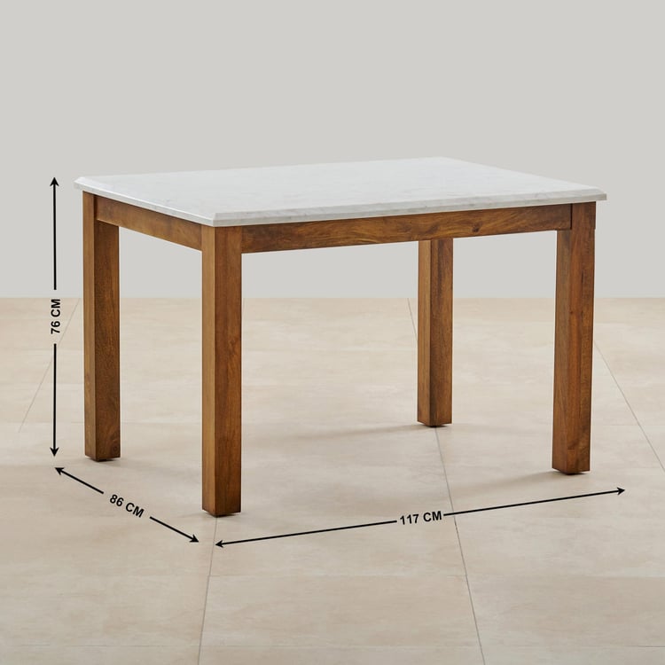 Adana Marble Top 4-Seater Dining Table - White