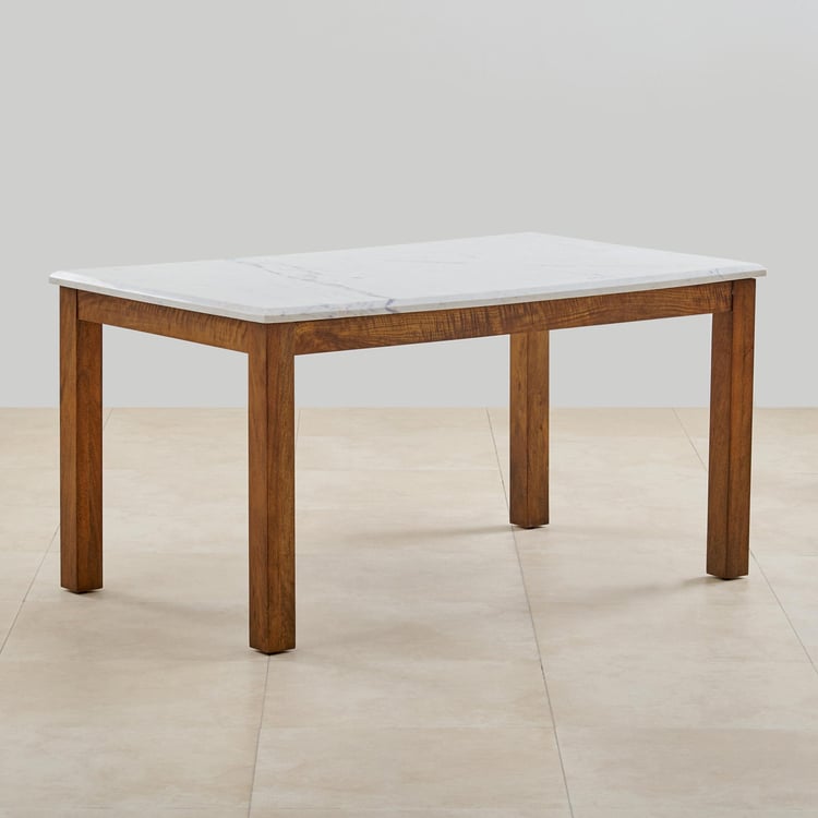 Adana Marble Top 6-Seater Dining Table - White