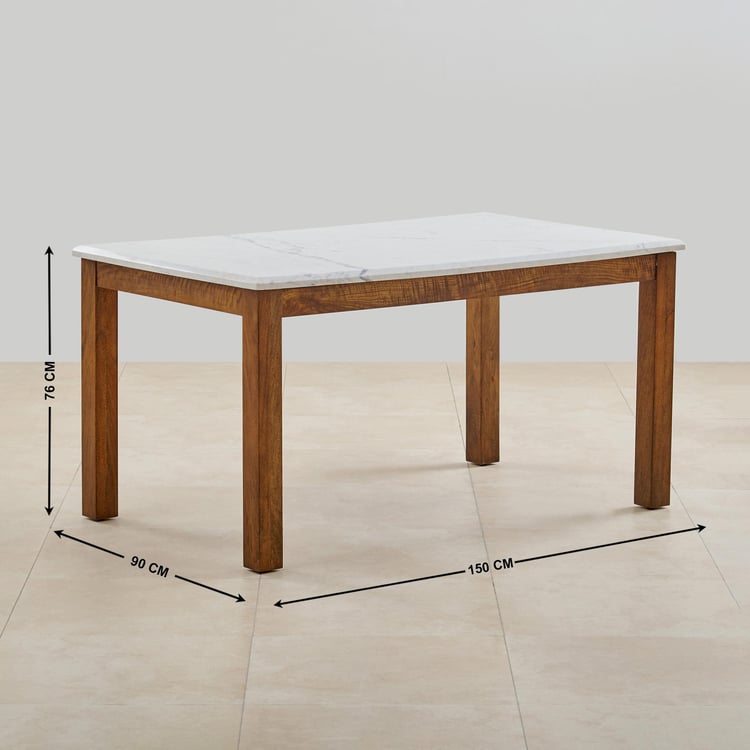 Adana Marble Top 6-Seater Dining Table - White