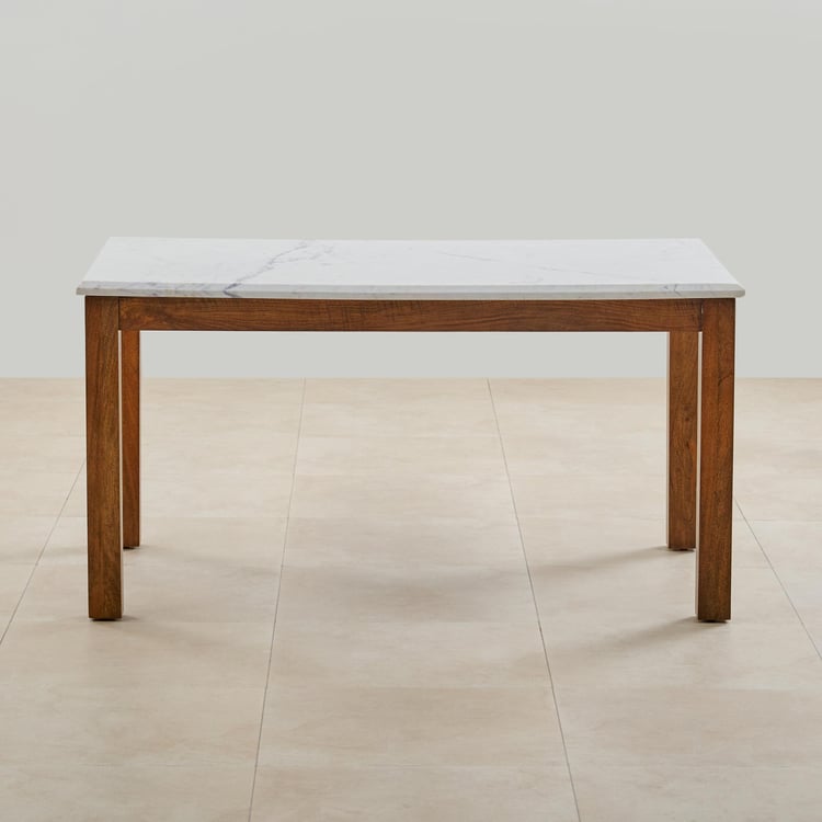 Adana Marble Top 6-Seater Dining Table - White