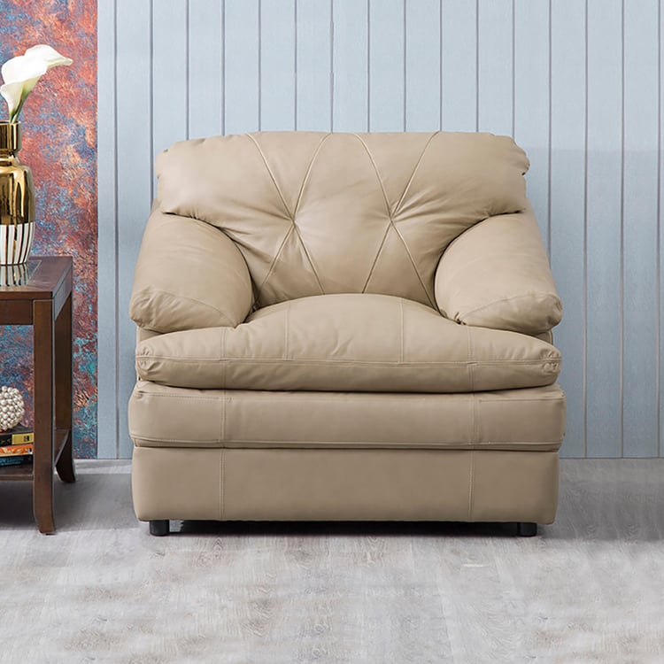 Napster Leather 1-Seater Sofa - Beige