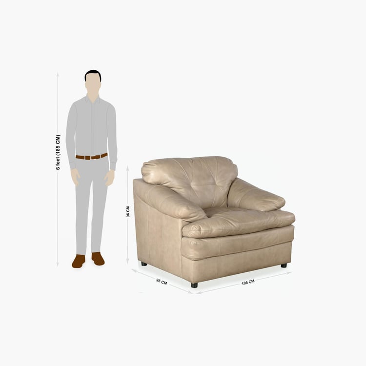Napster Leather 1-Seater Sofa - Beige