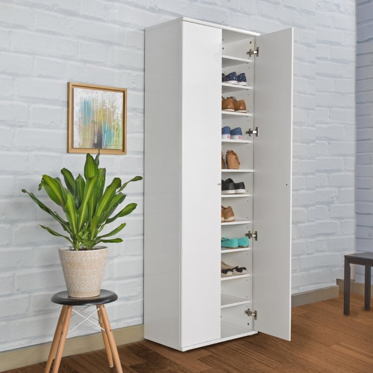 Alps 33 Pairs Tall Shoe Cabinet - White