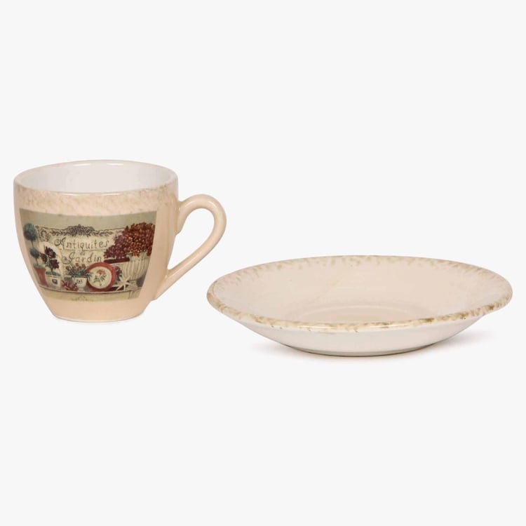 Buy Garden Banquet Dolomite Cup And Saucer Set Of 6 With Stand from Home Centre at just INR 1399.0