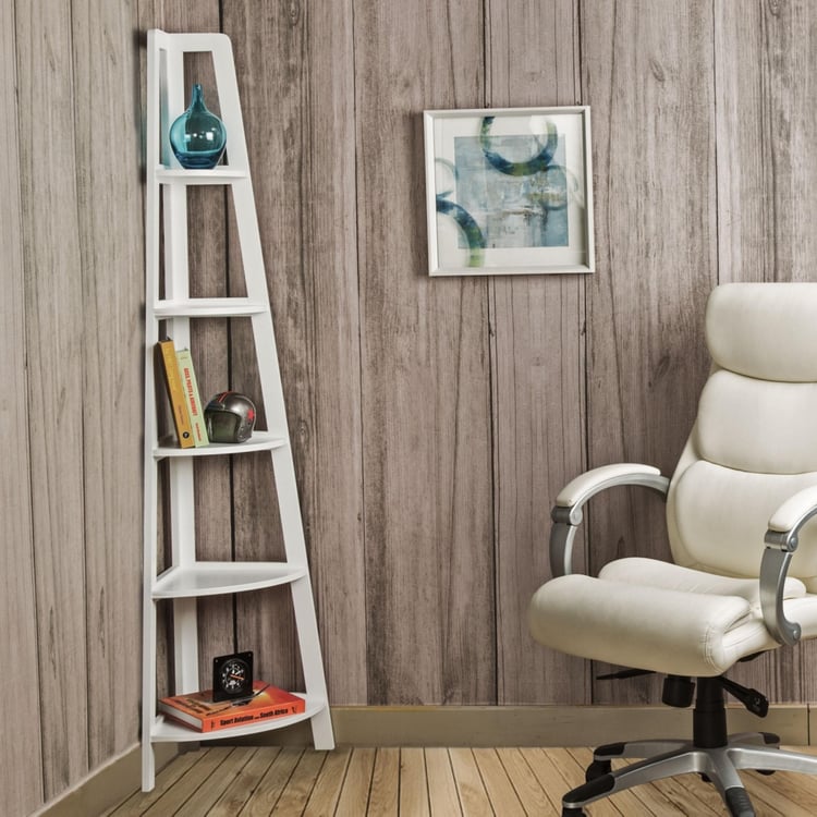 Frost 5-Tier Corner Book Shelf - White