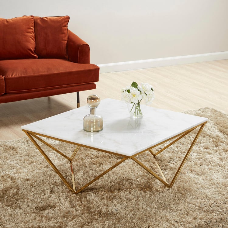 Lunar Rectangular Coffee Table with Marble Top