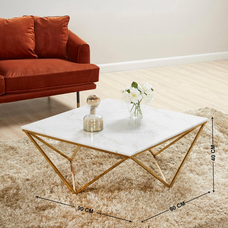 Lunar Rectangular Coffee Table with Marble Top