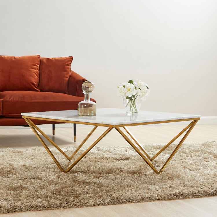 Lunar Rectangular Coffee Table with Marble Top