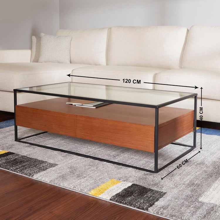 Pax 2-Drawer Rectangular Coffee Table - Brown