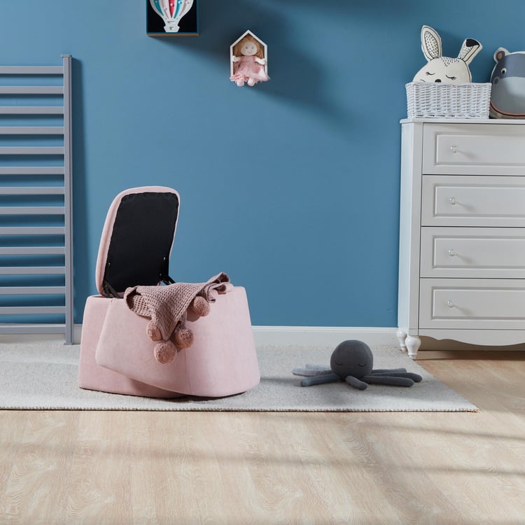 Mattie Upholstered Folding Storage Ottoman - Pink
