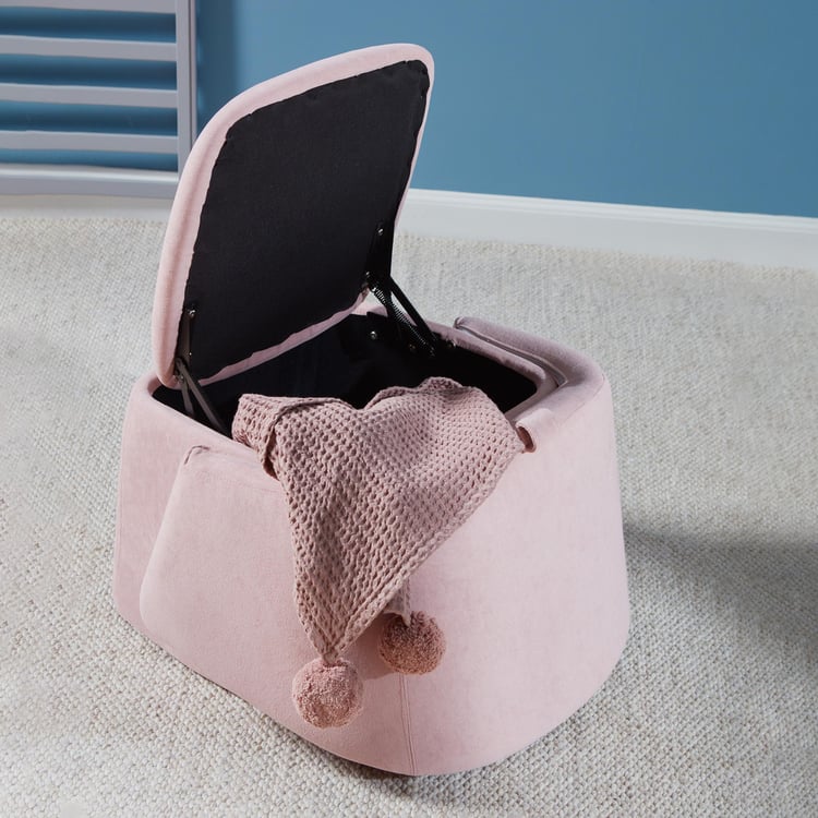 Mattie Upholstered Folding Storage Ottoman - Pink