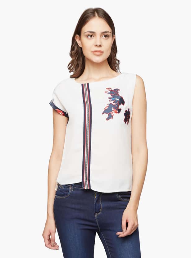 MADAME Women Cap Sleeves T-shirt