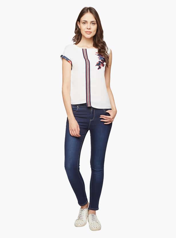 MADAME Women Cap Sleeves T-shirt