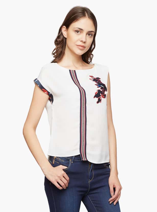 MADAME Women Cap Sleeves T-shirt