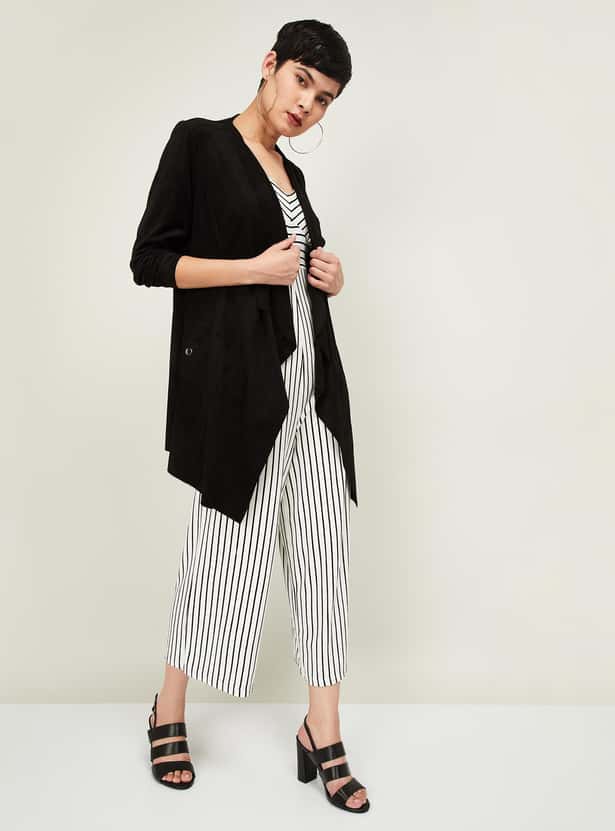 CODE Women Textured Waterfall Shrug with Insert Pockets