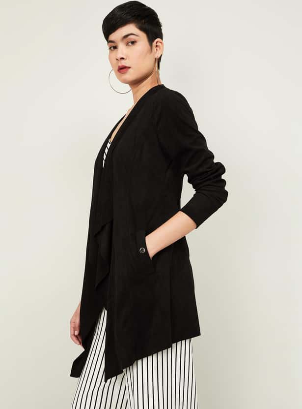 CODE Women Textured Waterfall Shrug with Insert Pockets