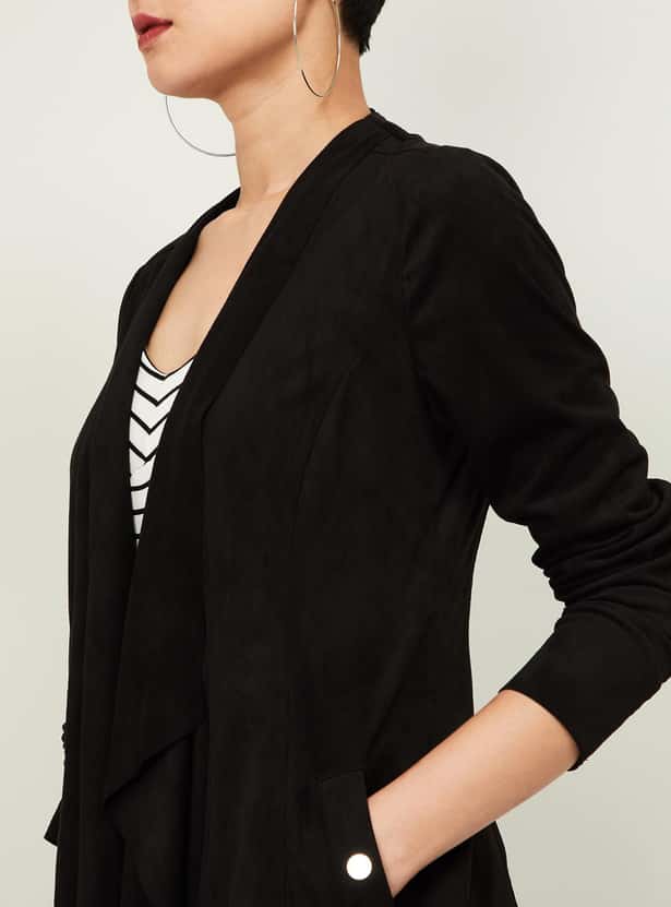 CODE Women Textured Waterfall Shrug with Insert Pockets