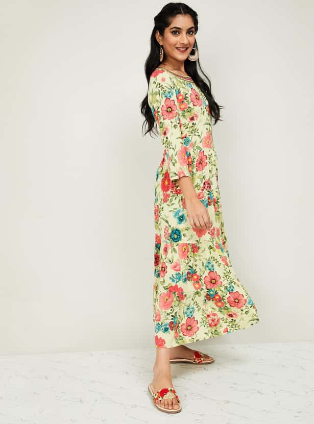 MELANGE Women Floral Print Midi Dress