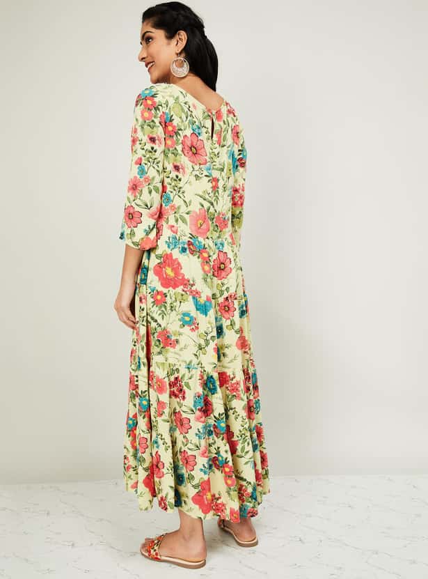 MELANGE Women Floral Print Midi Dress
