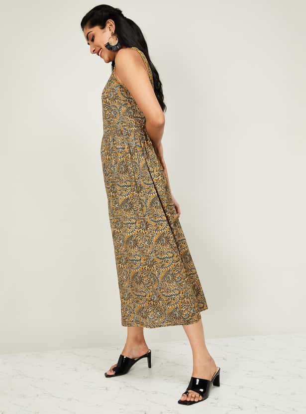 MELANGE Women Printed Sleeveless Midi Dress