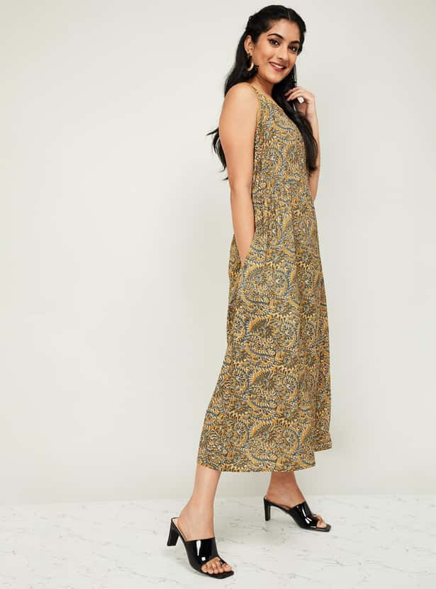 MELANGE Women Printed Sleeveless Midi Dress