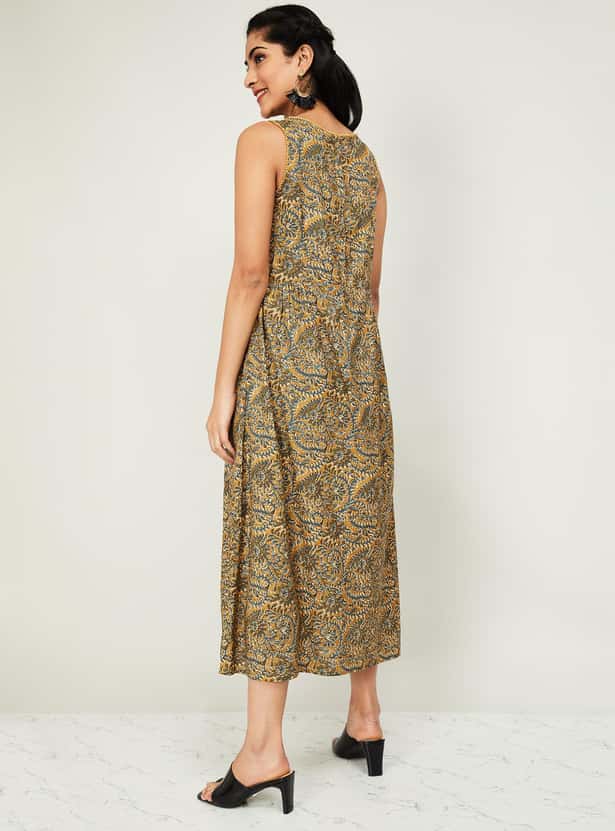 MELANGE Women Printed Sleeveless Midi Dress