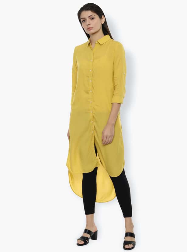 VAN HEUSEN Women Solid High-Low Shirt Tunic