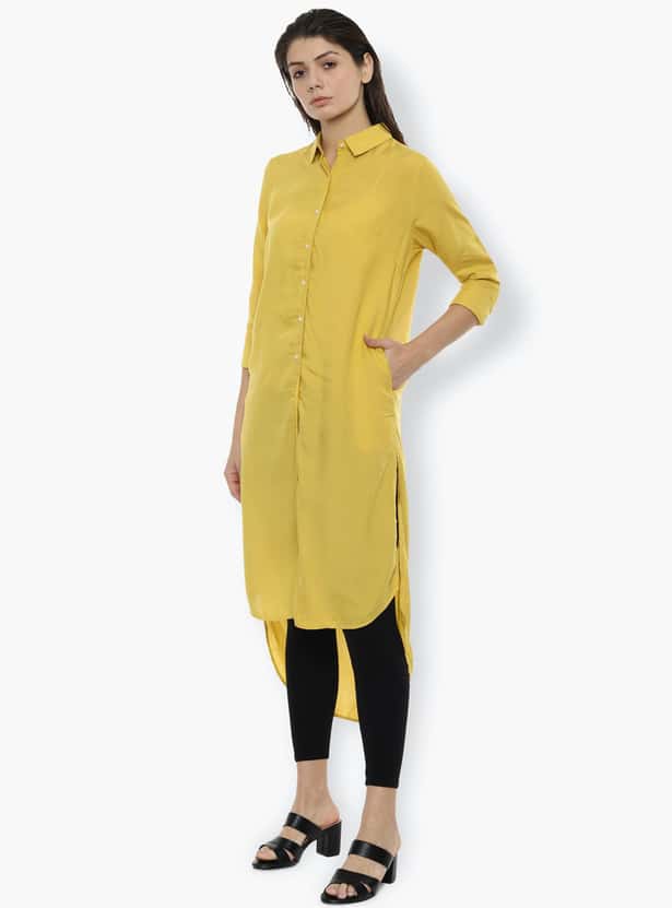 VAN HEUSEN Women Solid High-Low Shirt Tunic