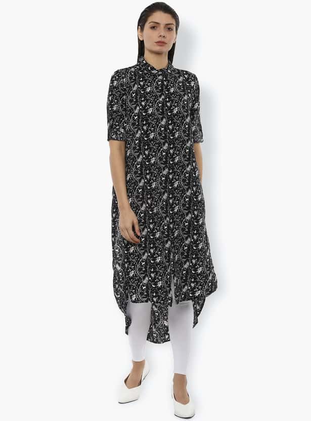 VAN HEUSEN Women Floral Print High-Low Shirt Tunic