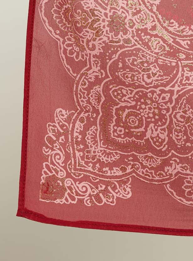 W Women Printed Dupatta with Zari Work