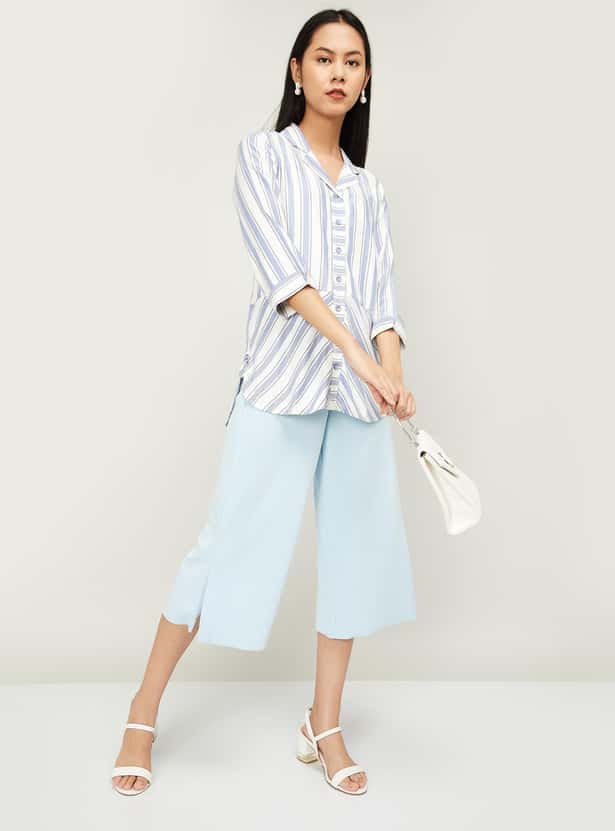 LATIN QUARTERS Women Striped Three-quarter Sleeves Tunic