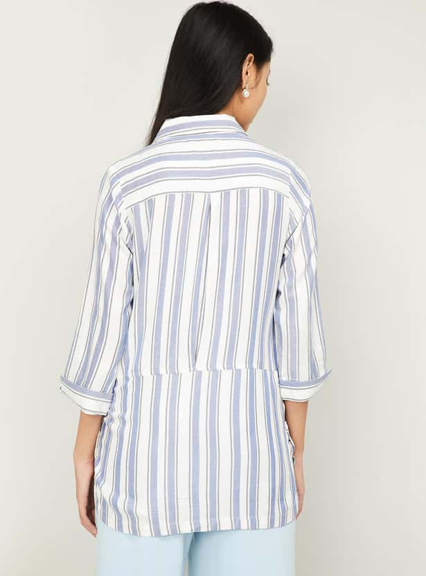 LATIN QUARTERS Women Striped Three-quarter Sleeves Tunic