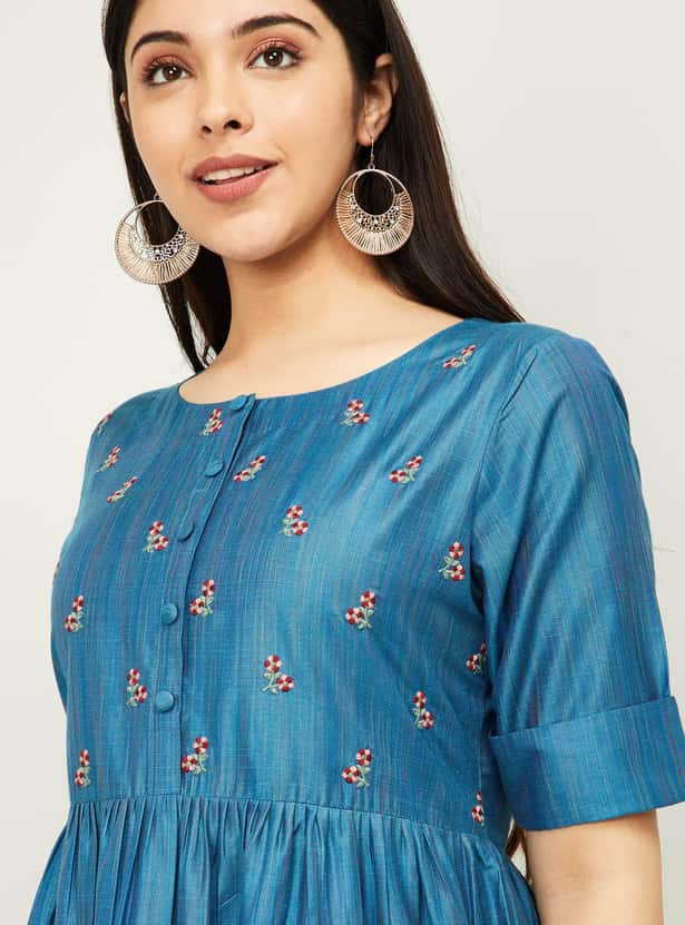 MELANGE Women Embroidered Midi Dress