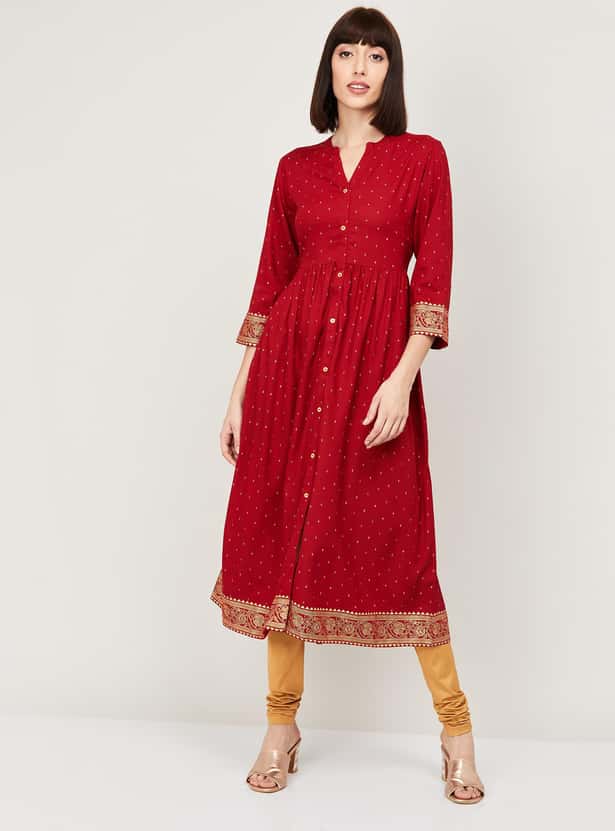 MELANGE Women A-Line Printed Dress