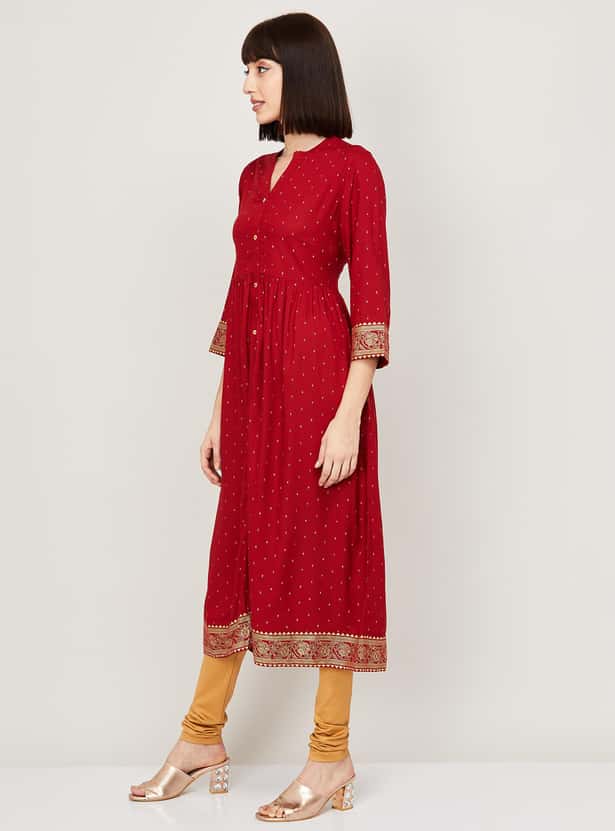 MELANGE Women A-Line Printed Dress
