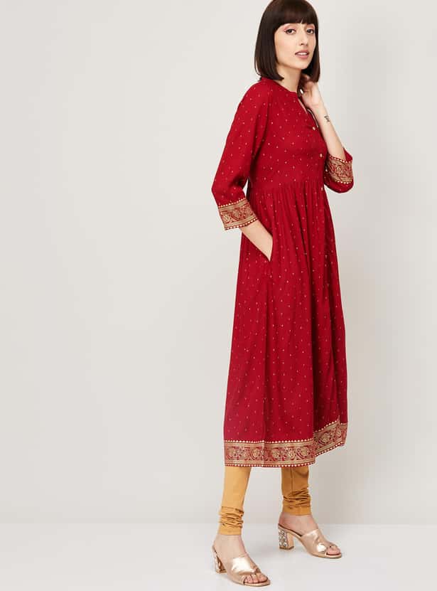 MELANGE Women A-Line Printed Dress