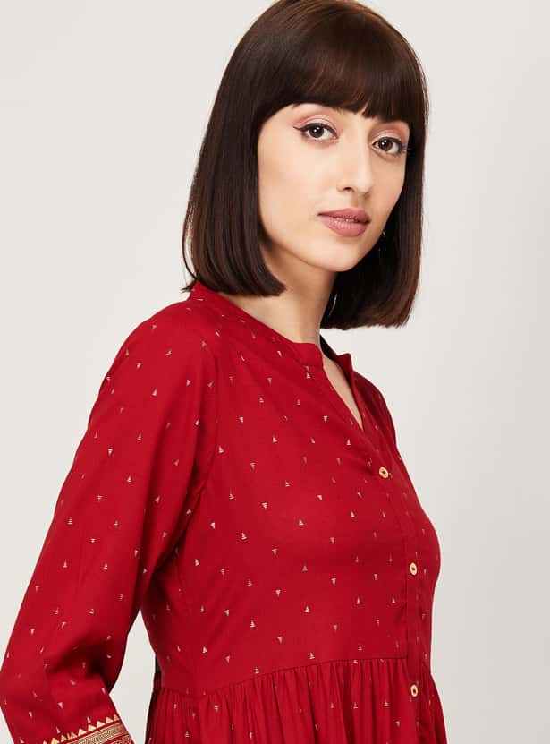 MELANGE Women A-Line Printed Dress