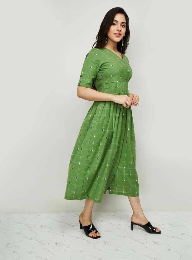 MELANGE Women Short Sleeves Midi Dress