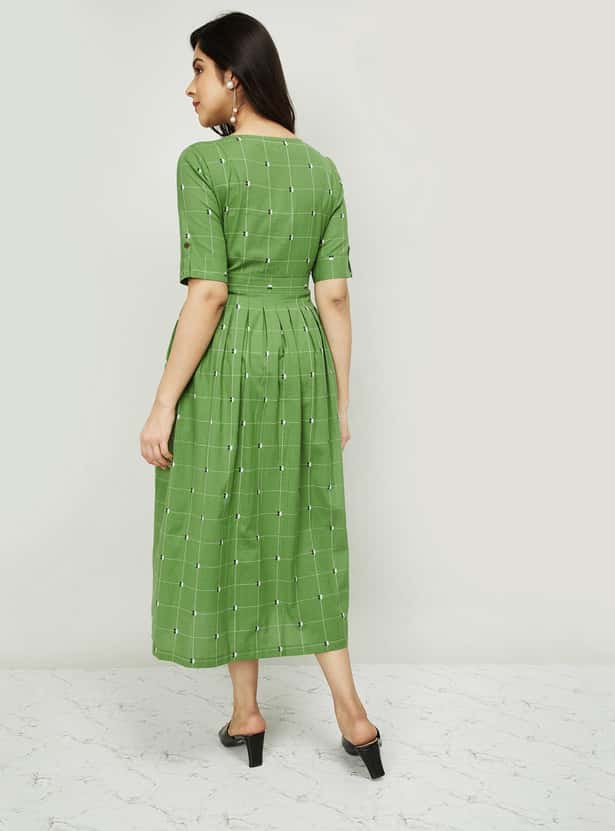 MELANGE Women Short Sleeves Midi Dress