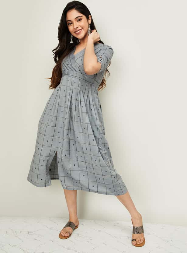 MELANGE Women Short Sleeves Midi Dress