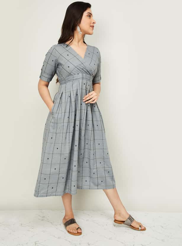 MELANGE Women Short Sleeves Midi Dress