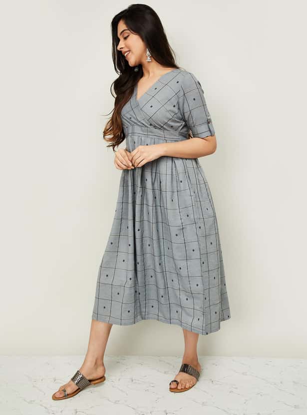 MELANGE Women Short Sleeves Midi Dress