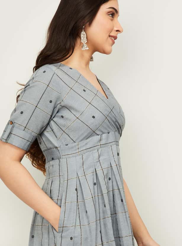 MELANGE Women Short Sleeves Midi Dress