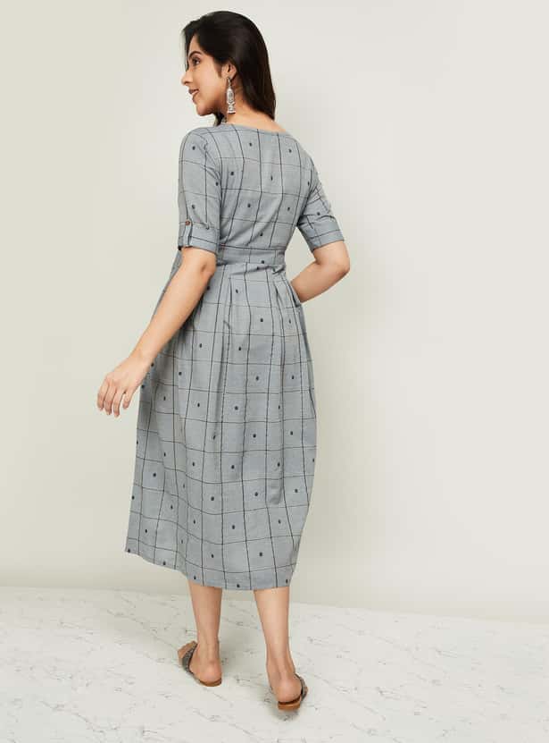 MELANGE Women Short Sleeves Midi Dress
