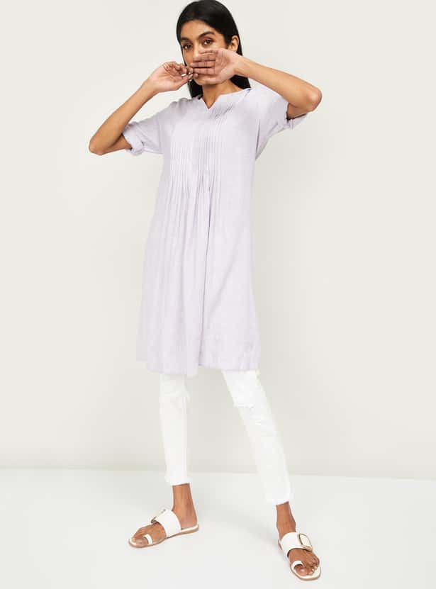 ALLEN SOLLY Women Solid Three-quarter Sleeves Tunic