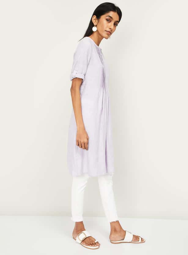 ALLEN SOLLY Women Solid Three-quarter Sleeves Tunic